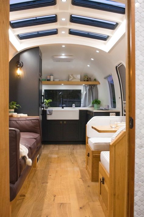 Farm Style Sink, Airstream Living, Rv Interior Remodel, Camper Interior Design, Airstream Remodel, Airstream Interior, Bus Living, Airstream Renovation, Bus House