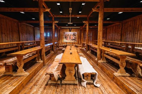 Viking Feast Hall, Viking Mead Hall, Viking Feast, Viking Table, Viking Longhouse, Viking Hall, Medieval Interior, Mead Hall, Viking House