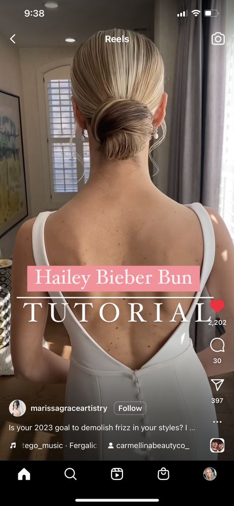 Sleek Simple Wedding Hair, Wedding Hair Updo Slick, Hailey Bieber Wedding Hair And Makeup, Slicked Back Bun Bride, Bridal Hair For High Neckline, Wedding Guest Slick Bun, Wedding Hairstyles Slick Back Bun, Hailey Bieber Bun Wedding, Slick Back Bun Bride