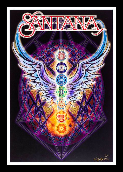 Carlos Santana Poster by Mike Dubois Santana Poster, Santana Concert, Concert Poster Art, Glittery Wallpaper, Concert Posters, Music Art, Peace Symbol, Poster Art, Concert