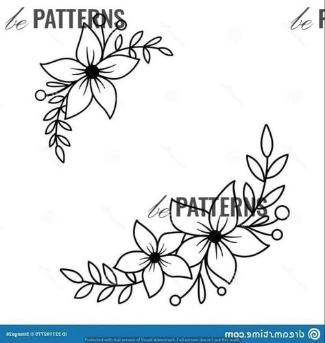 Simple Flower Drawing, Flower Pattern Drawing, Hand Embroidery Patterns Free, Flower Drawing Design, Flower Art Drawing, Hand Embroidery Patterns Flowers, Floral Embroidery Patterns, Floral Border Design, Bead Embroidery Patterns