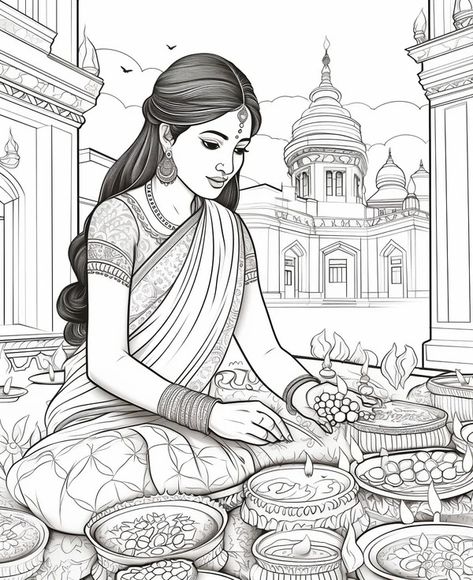 Free Coloring Page of Beautiful India for Adults and Kids – BUJO ART Indian Coloring Pages, Printable Coloring Pages For Adults, Steampunk Coloring, Bujo Art, Chibi Coloring Pages, Adult Coloring Books Printables, Detailed Coloring Pages, India Colors, Adult Coloring Book Pages