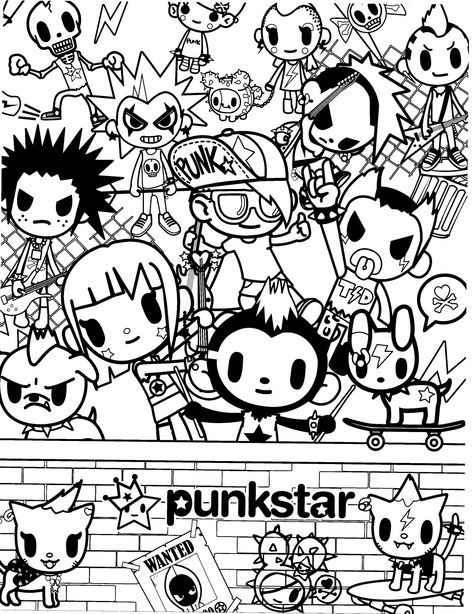 Tokidoki Coloring Pages Free Printable, Tokidoki Coloring Pages, Coloring Sheets For Kids, Cool Coloring Pages, Cricut Craft Room, Cute Coloring Pages, Coloring Book Art, Drawing Poses, Colorful Drawings