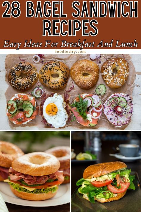 Sweet Bagel Recipe, Bagel Sandwich Lunch, Bagel Sandwich Recipes, Party Food Sandwiches, Bagel Recipes, Savory Brunch, Bagel Sandwiches, Sandwiches Appetizers, Sweet Morning