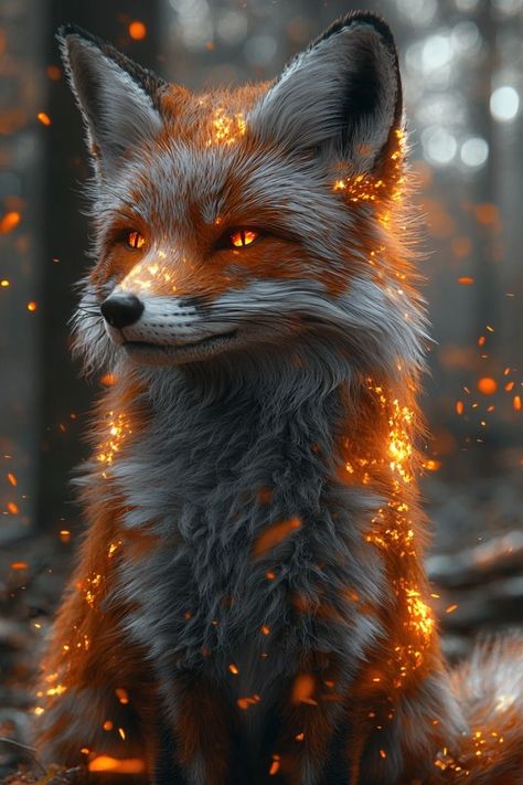 Fire Fox Art, Mystical Animals, Fox Art, Baby Fox, Wolf Art, Book Stuff, Red Fox, Big Cats, Mythical Creatures