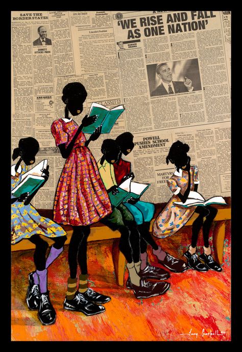 Past and Present | lcampbellart معرض فني, Black Artwork, Afro Art, African American Art, Reading Books, Black Women Art, Pics Art, Caricatures, American Artists