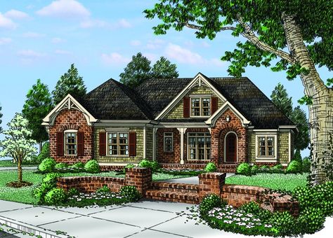 Floor Plan AFLFPW76568 - 2 Story Home Design with 4 BRs and 3 Baths Cottage House Designs, Best Kitchen Layout, Country Floor Plans, Cottage Floor Plans, Country Cottages, European House Plan, Building Plans House, Flex Room, Cottage House