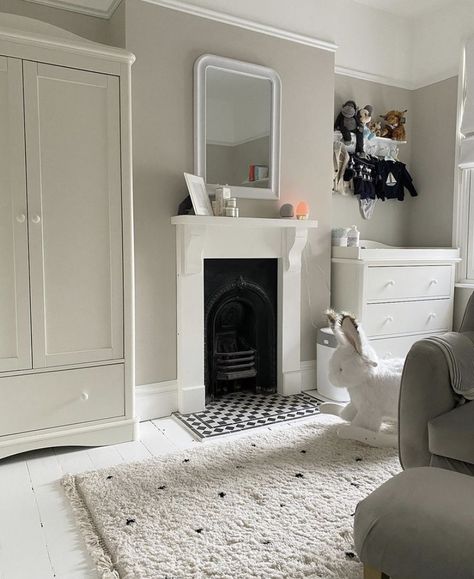 Nursery With Alcoves, Victorian Terrace Nursery, Nursery Victorian House, Nursery With Fireplace, Fireplace Nursery, Alcove Room, Nursery Fireplace, Ikea Nursery Storage, Alexandra Park