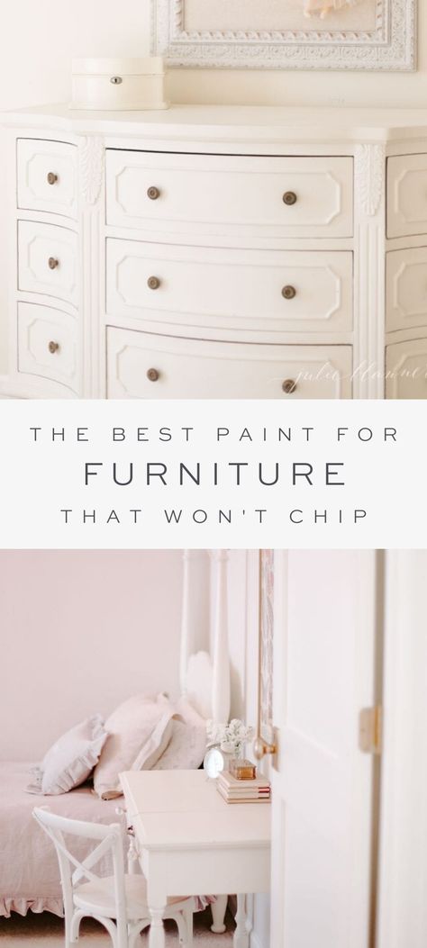 Painting Veneer Furniture, Best Paint For Furniture, White Painted Dressers, Paint For Furniture, Girls Furniture, Repainting Furniture, Paint Tutorial, Coastal Dining, Painted Bedroom Furniture