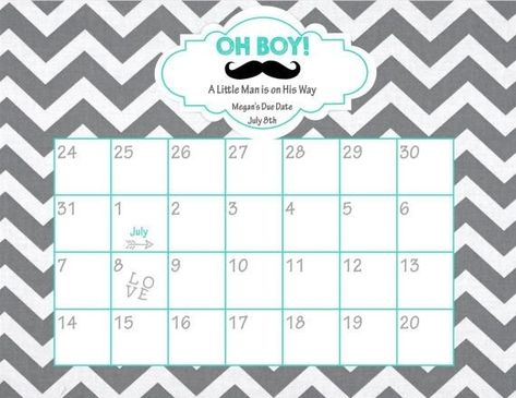 Guess The Date, Calendar Printing, Baby Due Date Calendar, Due Date Calendar, Desk Calendar Pad, Calendar Examples, Promotional Calendar, Mustache Baby Shower, Hosting Ideas