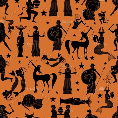 Ancient Rome Wallpaper, Ancient Zodiac, Greek Animals, Greek Artwork, Zodiac Wallpaper, Greek Decor, Greek Pattern, Ancient Greek Art, Snake Art