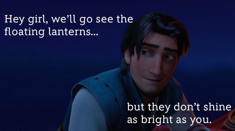 Hey Girl, with Flynn Rider | Whoa | Oh My Disney Disney Pick Up Lines, Cute Pickup Lines, Snuggly Duckling, Pick Up Line Jokes, Pick Up Lines Cheesy, Floating Lanterns, Star Wars Disney, Flynn Rider, I Saw The Light