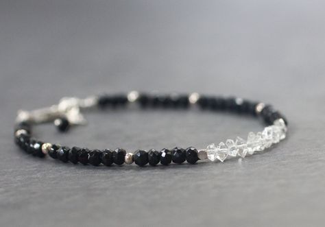 Raw Stone Bracelet, Semi Precious Stone Jewelry, Black Spinel Bracelet, Semiprecious Stone Jewelry, Black Beaded Bracelets, April Birthstone, Jewelry Black, Handmade Jewelry Gift, Business Idea