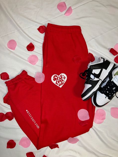 Cool Joggers, Cool Sweatpants, Graphic Joggers, Graphic Sweatpants, Self Love Club, Love Club, Heart Face, Cute Fit, Graphic Apparel