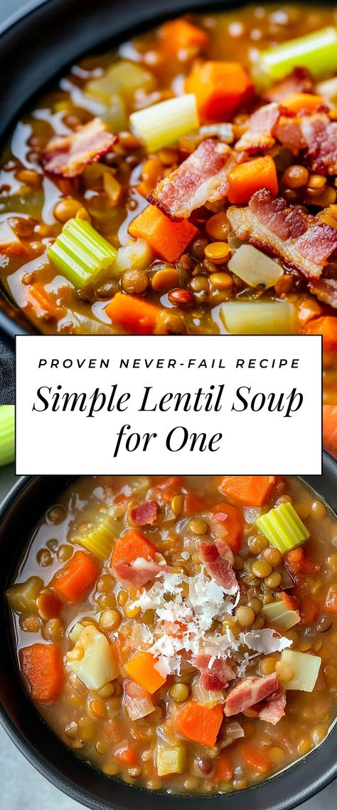 Image for Simple Lentil Soup for One Simple Lentil Soup, Soup For One, Easy Lentil Soup, Stews Recipes, Green Lentils, Lentil Soup, Stew Recipes, Chicken Broth, Soups And Stews