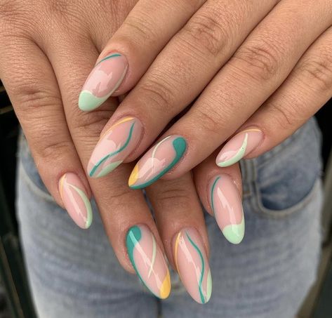 Designs On Nails, Best Summer Nails, Summer Nails Ideas, Retro Nails, Nail It, Simple Acrylic Nails, Nails 2023, Ideas Nails, Nails Manicure