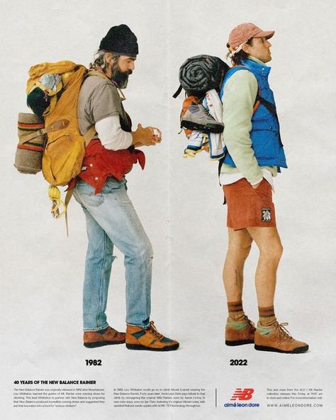 Aimé Leon Dore on Instagram: "Aaron Levine & Jon Tietz for ALD / NB Rainier. Draw opens today at 11am EST. @aimeleondore" Hiking Core Outfits, Hiking Core, Hiking Outfit Men, Iceland Volcano, Vintage Hiking, Hiking Fits, Vintage Outdoor, Aime Leon Dore, Hiking Fashion