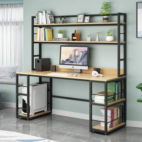 Work Station Ideas, Computer Table Ideas, Home Work Desk, Computer Table Design, Iron Furniture Design, Study Table Designs, Living Room And Office, Modern Study, Small Room Design Bedroom