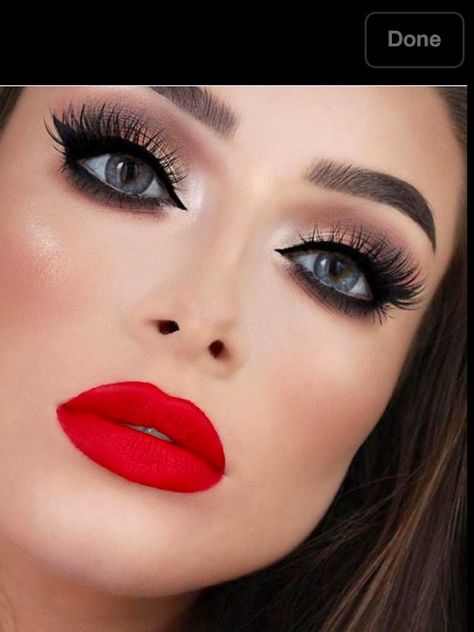 Glam Makeup Looks Red Lips, Makeup Looks Red Lips, Full Glam Makeup Looks, Wedding Lip, Makeup Looks Red, Full Glam Makeup, Glam Makeup Looks, Prom Makeup For Brown Eyes, Lipstick Dress