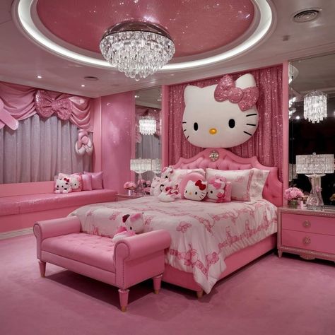 Hello Kitty Themed Room, Sanrio Furniture, My Dream Bedroom, Sanrio Room, Hello Kitty Shop, Pink Furniture, Themed Room, Hello Kitty Items, Dream Bedroom