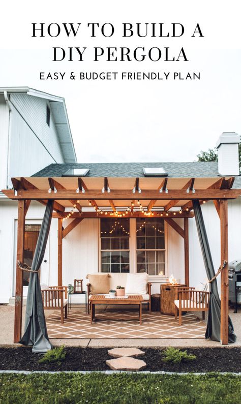 Pergola On Concrete, Build A Pergola, Oasis Backyard, Building A Pergola, Pergola Attached To House, Backyard Oasis Ideas, Backyard Pergola, Stone Garden, Patio Makeover