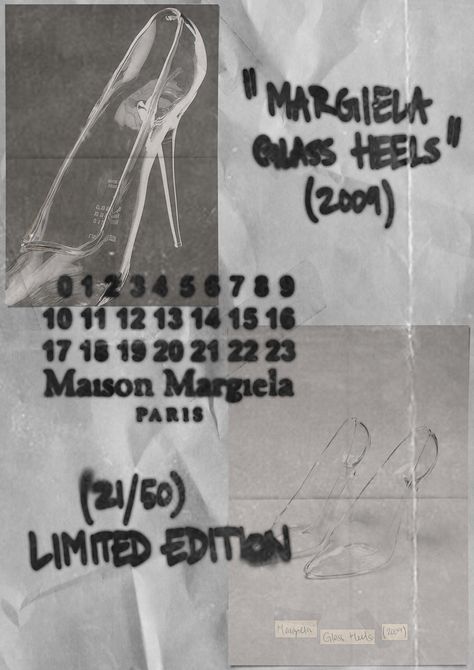 MAISON MARGIELA GLASS HEELS POSTER Maison Margiela Campaign, Maison Margiela Graphic Design, Belgian Fashion, Glass Heels, Heels Vintage, Six Feet Under, Martin Margiela, Fashion Graphic, Mode Inspo