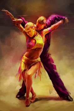 Rumba Ballroom Art, Latino Dance, Rumba Dance, Dance Artwork, Dancer Painting, Tango Dancers, How To Dance, Dancing Drawings, Dance Paintings