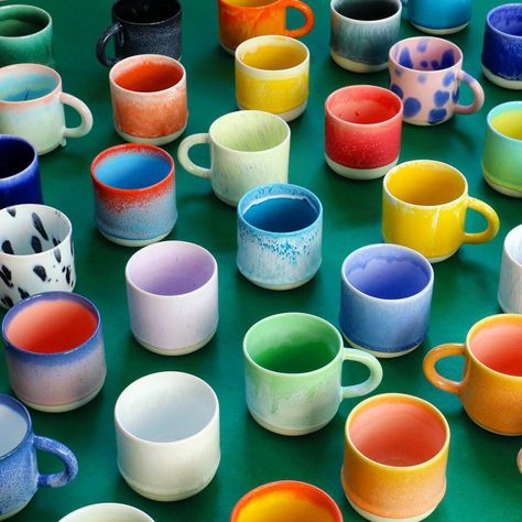 Studio Arhoj (@studioarhoj) • Instagram photos and videos Stoneware Mugs Colorful, Ceramic Mugs 2022, Stoneware Mugs Rainbow, Ceramic Mug Stripes, Color Ceramic Bowl, Index Design, Kids Accessories Fashion, Big Coffee, Flower Guide