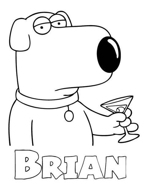 Guy Coloring Pages, Brian Family Guy, Brian Griffin, Anatomy Coloring Book, Free Adult Coloring Pages, Cartoon Coloring Pages, Simple Cartoon, Mini Drawings, Guy Drawing