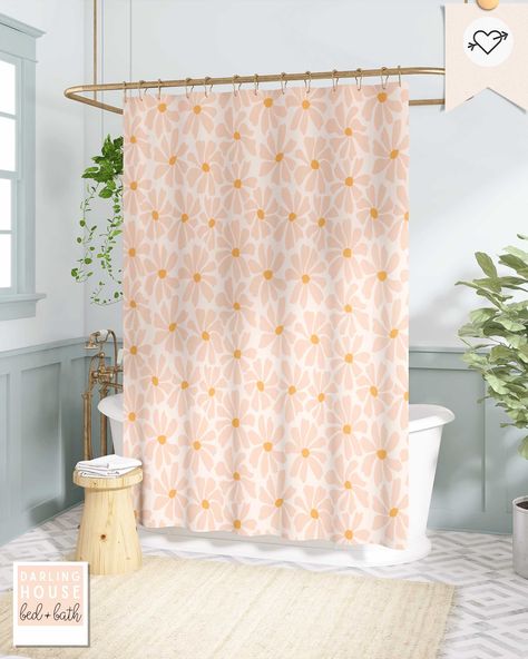 College Bathroom, Colorful Maximalist, Botanical Bathroom, Floral Bathroom Decor, Girly Bathroom, Dorm Bathroom, Cute Shower Curtains, Pink Shower Curtains, Floral Bathroom