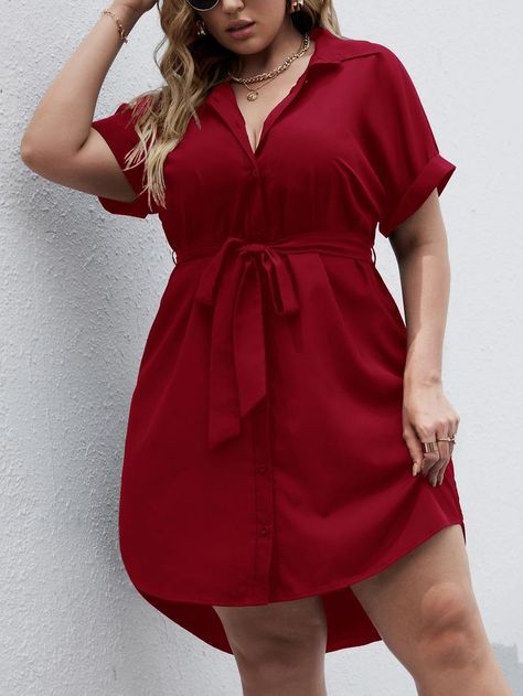 Plus Size Short Dresses, Plus Size Shirt Dress, Classy Short Dresses, Shirt Dress Outfit, Cute Dress Outfits, Plus Size Party Dresses, Classy Dress Outfits, Plain Shirt, Classy Work Outfits