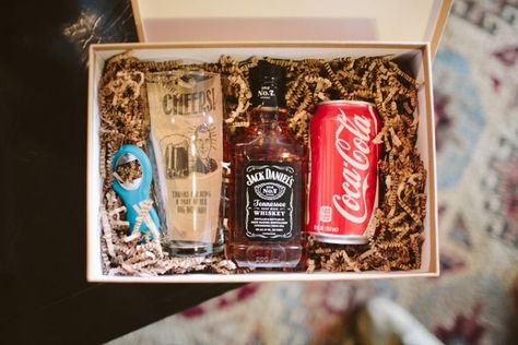 Muted Fall Wedding, Fall Wedding Groomsmen, Gifts For Groomsmen, Groomsmen Gift Bags, Liquor Gifts, Jack And Coke, Bridesmaid Groomsmen Gifts, Groomsmen Gift Box, Wedding Gifts For Groomsmen