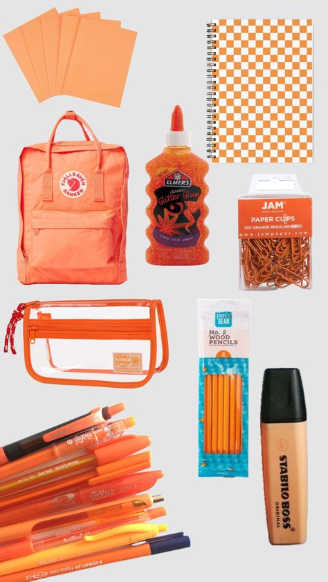 Orange school supplies Orange School Supplies, Cute School Supplies, Middle School, School Supplies, Orange