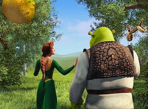 Shrek And Fiona Aesthetic, Fiona Aesthetic, Blue Sky Movie, Fiona And Shrek, Shrek Aesthetic, Shrek 2001, Movies Couples, Shrek Fiona, Princess Fiona