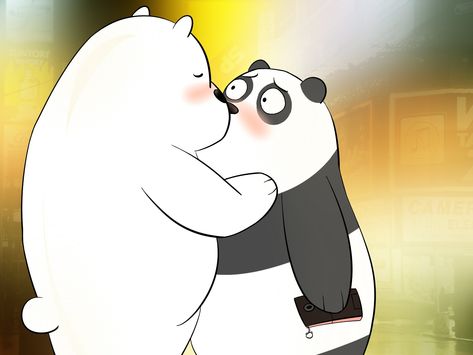 Ice Bear X Panda, Ice Bear And Panda, Panda We Bare Bears, Polar Bear Wallpaper, Bear Meme, We Are Bears, Ice Bear We Bare Bears, Bear Bears, We Bare Bears Wallpapers