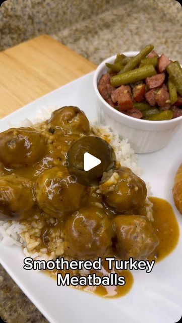 Smothered Turkey Meatballs, Turkey Meatballs Gravy, Different Types Of Meatballs, Smothered Meatballs, Meat Ball Recipes, Barbeque Turkey, Turkey Meatball Recipes, Best Turkey Meatballs, Homemade Turkey Meatballs