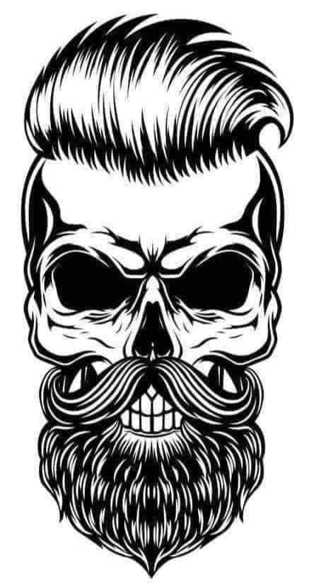 Skull Tattoo Meaning, Bearded Skull Tattoo, Beard Vector, Bearded Skull, Beard Drawing, Skull Beard, Beard Designs, Elements Tattoo, Monochrome Illustration