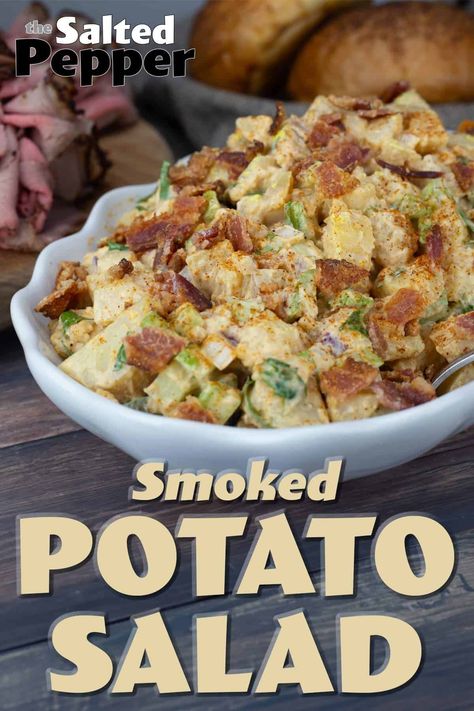 Smoked Potato Salad, Woodfire Oven, Delicious Potato Salad, Grill Tips, Ninja Grill, Smoked Potatoes, Smoker Ideas, Potatoe Salad, Potato Salad Dressing