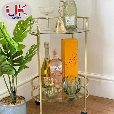 Gold Drinks, Metal Bar Cart, Glass Cocktail Tables, Tea Trolley, Art Deco Theme, Castor Wheels, Kitchen Island Bar, Island Bar, Drinks Trolley