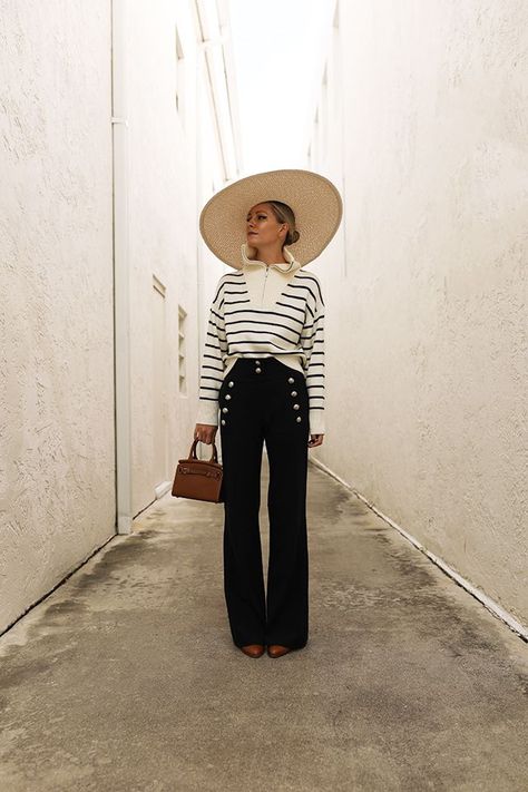 FRESH START // Atlantic Pacific Blair Eadie, Striped Sweater Outfit, Blair Eadie, Atlantic Pacific, Monday Mood, Sailor Pants, Sailor Fashion, Fashion Sites, Preppy Look