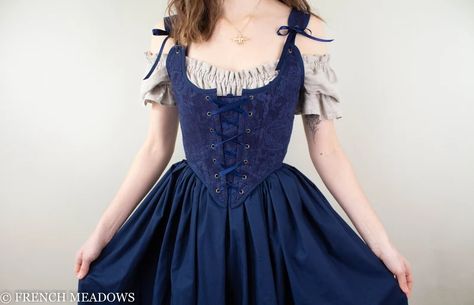 Renaissance Corset Bodice Stays in Navy Blue With Dark Blue | Etsy Dark Blue Embroidery, Blue Corset, Background Floral, Corset Bodice, Dark Blue Background, Blue Embroidery, Women's Costumes, Historical Fashion, Paisley Pattern