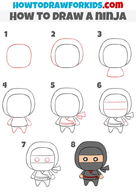 Digital Art Beginner Step By Step, How To Draw Ninja Turtles Step By Step, Ninja Sketch Drawings, How To Draw A Ninja Step By Step, How To Walk Like A Ninja, Ninja Cartoon Drawing, Japanese Tattoo Words, Hair Stenciling, How To Draw Steps