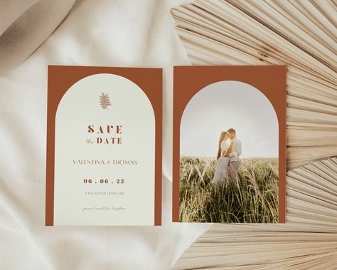 Save The Date Mariage, Digital Save The Date, Save The Date Digital, Wedding Red, Save The Date Template, Brown Wedding, Save The Date Templates, Floral Arch, Wedding Save The Date