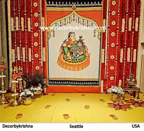 In the heart of sustainability lies the beauty of tradition. Let sholawood flowers and the serene Yashodhakrisgna print backdrop adorn your Annaprasana, weaving a tale of eco-friendly elegance. Annaprasana Ceremony Decor by Samatha and Suvarchala @mintlovespink of #seattle branch #usa #annaprasana #annaprasanaceremony #annaprasanadecor🍚🤩 #babyfirstfood #ecofriendly #decorbykrishnaseattle @decorbykrishna is a unit of @pellipoolajada Traditional Decorations using only Natural materials #n... Traditional Seemantham Decoration, Annaprasana Decoration Ideas, Annaprasana Decoration Ideas At Home, Annaprasana Decor, Leaf Decor Wedding, Cradle Ceremony, Housewarming Decorations, Kanha Ji, Wedding Design Decoration