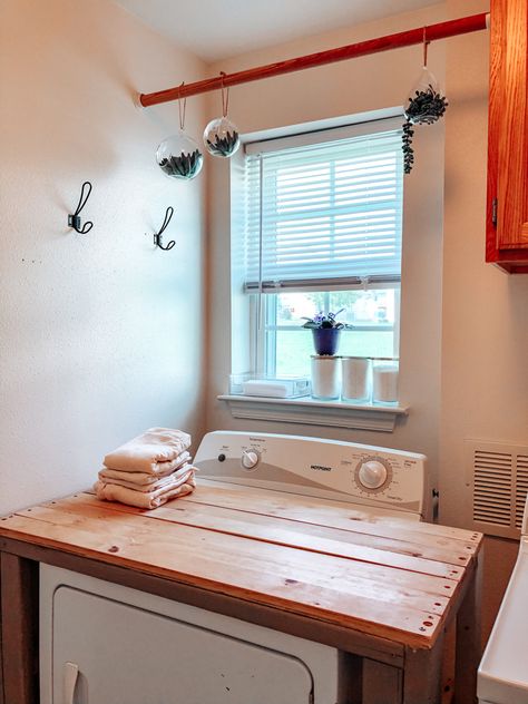 Table To Fold Laundry On, Folding Table Between Washer And Dryer, Folding Table Ideas For Laundry Room, Folding Table Over Dryer, Folding Clothes Table In Laundry Room, Fold Down Laundry Folding Table, Drop Down Folding Table Laundry, Table For Folding Laundry, Small Laundry Room Folding Table