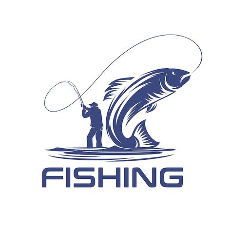 Fishing logo with fish illustration Prem... | Premium Vector #Freepik #vector #fisherman-logo #fishing-logo #fish-logo #fishing Science Cartoons, Tarpon Fishing, Fishing Logo, Joker Images, Fish Silhouette, Monochrome Illustration, Walleye Fishing, Fish Illustration, Fish Logo