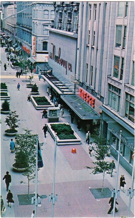 The dime store district in downtown Providence, RI, Circa 1960's. Westminster mall Downtown Providence, Rhode Island History, Landmark Buildings, State Street, Providence Ri, Local History, Vintage Postcard, Westminster, Historical Photos