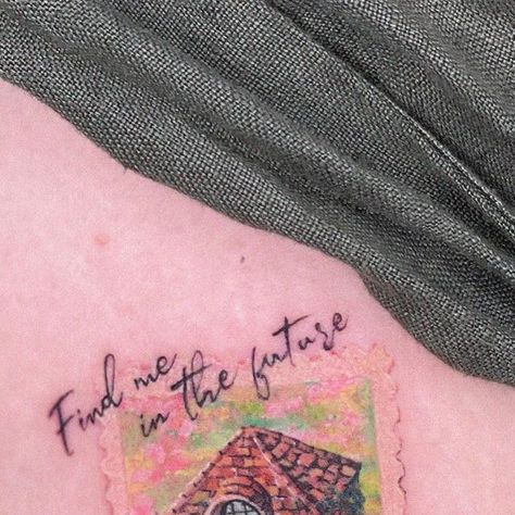 Howls Moving Castle Find Me In The Future, Find Me In The Future Howl, Howls Moving Castle Tattoo, Howl's Moving Castle Tattoo, Artsy Tattoos, Castle Tattoo, Howl And Sophie, Ghibli Tattoo, Movie Tattoo