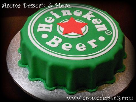 Heineken Cake Heineken Cake, Cap Cake, Heineken Beer, 21st Birthday Cakes, Beer Cake, Cake Central, Birthday Cakes For Men, Cakes For Men, Orange Cake