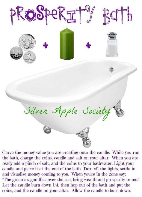 Money Bath Ritual, Prosperity Magick, Spiritual Cleansing Bath, Magical Bath, Prosperity Spell, Silver Apple, Spiritual Bath, Bath Recipes, Kitchen Witchery